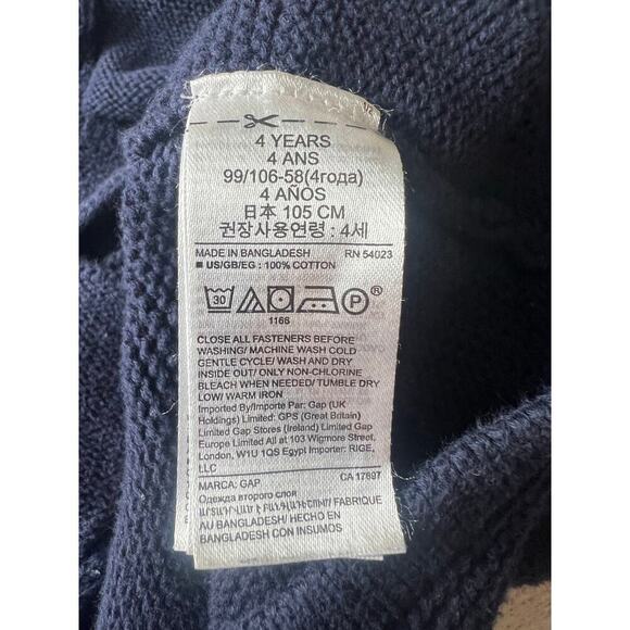 Girls 4T Hooded Button Down Cardigan Sweater, Navy, Tunic Length, Pockets - Picture 3 of 6